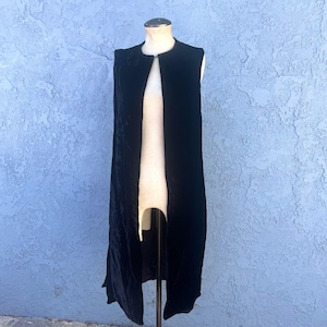 Vintage 1970s Mod Velvet Vest Long Tunic Size S/M