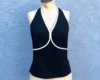Y2k Black Halter Top Chic evening Sixe 6