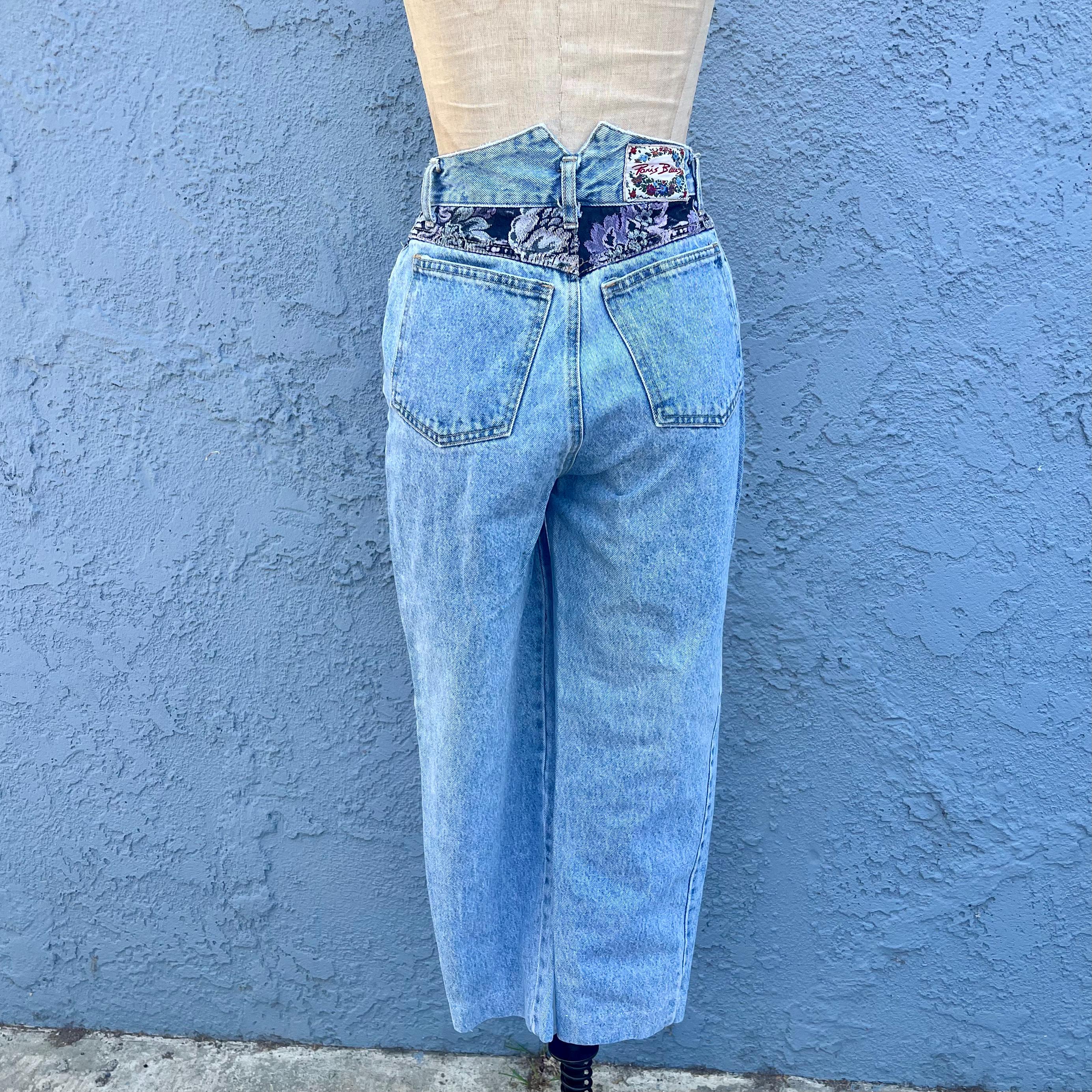 Vintage High Waisted Jeans 26 X 25 90's Denim With Tapestry