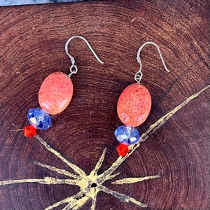 Vintage rode koraaloorbellen zuidwestelijke boho-sieraden kralen dames westerse sieraden