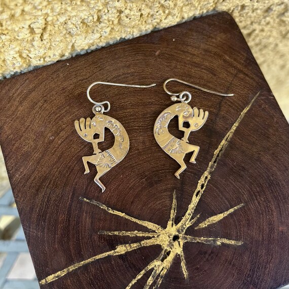 Vintage Kokopelli Earrings Sterling Silver Southw… - image 2