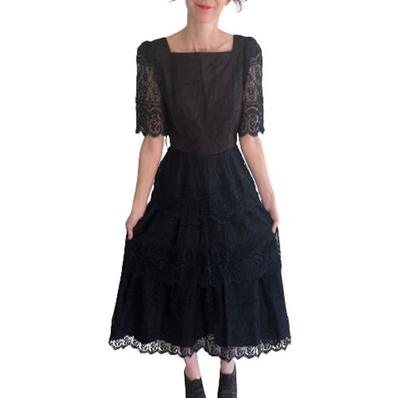 Vintage Black Lace Dress size S/M by Nuit NWT Vic… - image 4