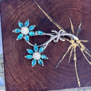 Vintage Rhinestone Floral Brooch Mid Century Costume Jewelry