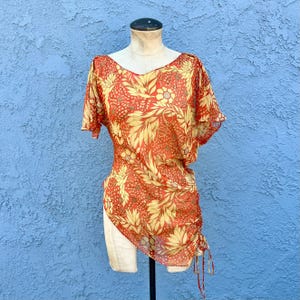 Y2k Asymmetric Blouse Ruched Side Size Small