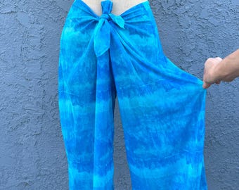 Pantalones de playa estilo vintage, color azul, talla grande.