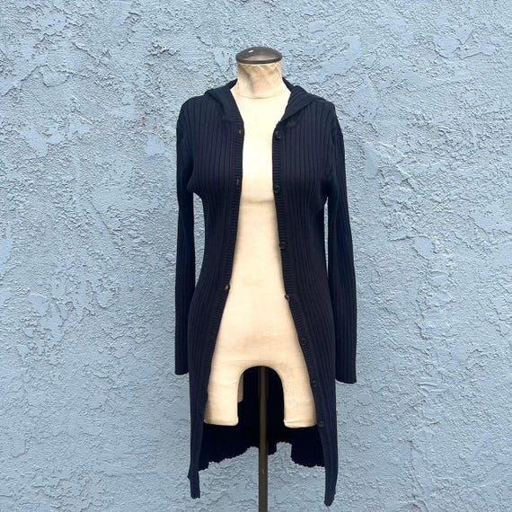 Y2k Ribbed Cardigan Small Duster Sweater 90s style - image 2