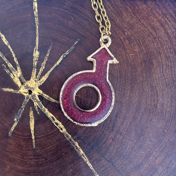 70's Necklace Pop Art Jewelry Mars Symbol Male Si… - image 3