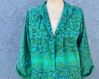 Veste blazer vintage des années 60 en bleu moyen vert vêtements rétro mod