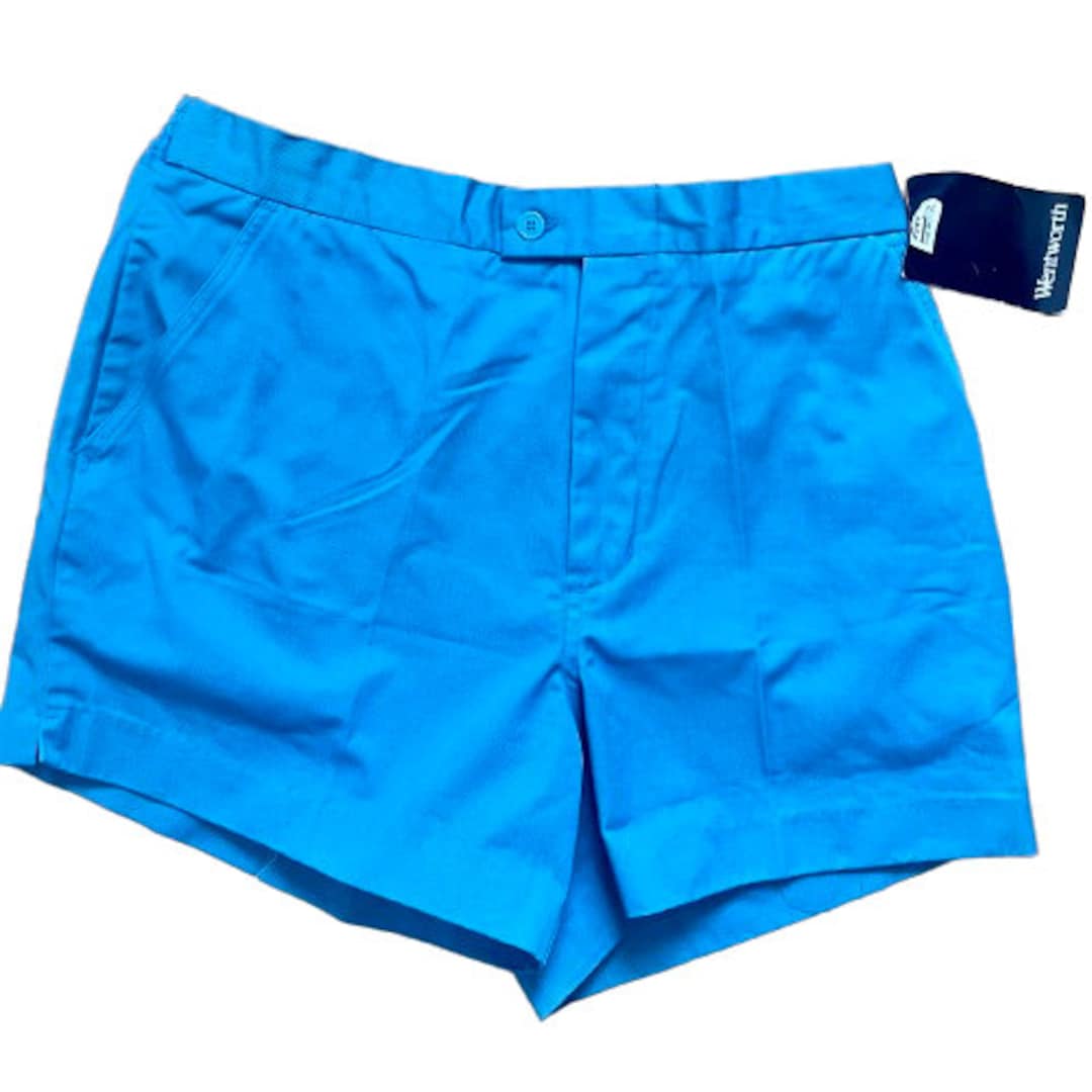 80s Mens Shorts Deadstock NWT in Large Blue Chino Style Retro - Etsy