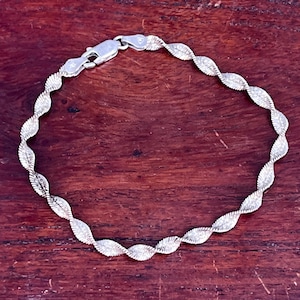 Sterling Silver Twist Bracelet Sterling Vintage Women&#39;s Rope Chain Jewelry Gift