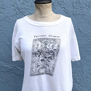 Mexico-T-shirt jaren 70 in maat M/L: T-shirt Palnque Chiapas Meixcan