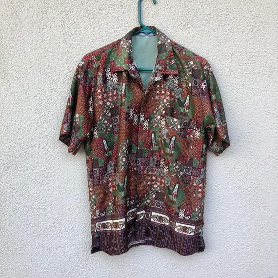 Vintage Men's Batik Shirt in Short Sleeve Button Down | Etsy