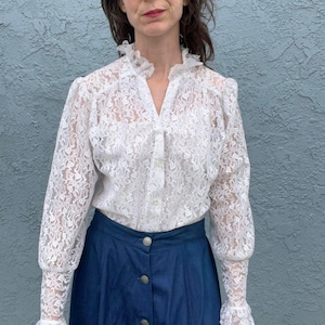 Damen Spitzen Bluse Prairie Gunne Style Cottagecore
