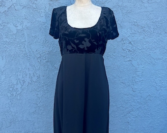 90's Velvet Dress Black Size 10 Medium Maxi Goth Clothing