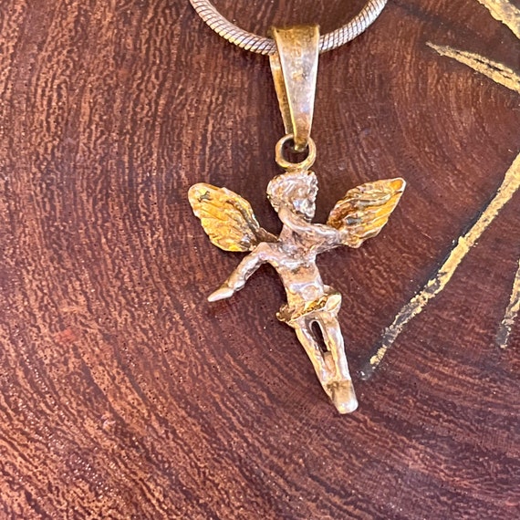 Vintage Mexican Angel Necklace in Sterling Silver… - image 7