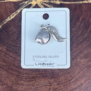 Sterling Silver Florida Charm with Clam Shell 925