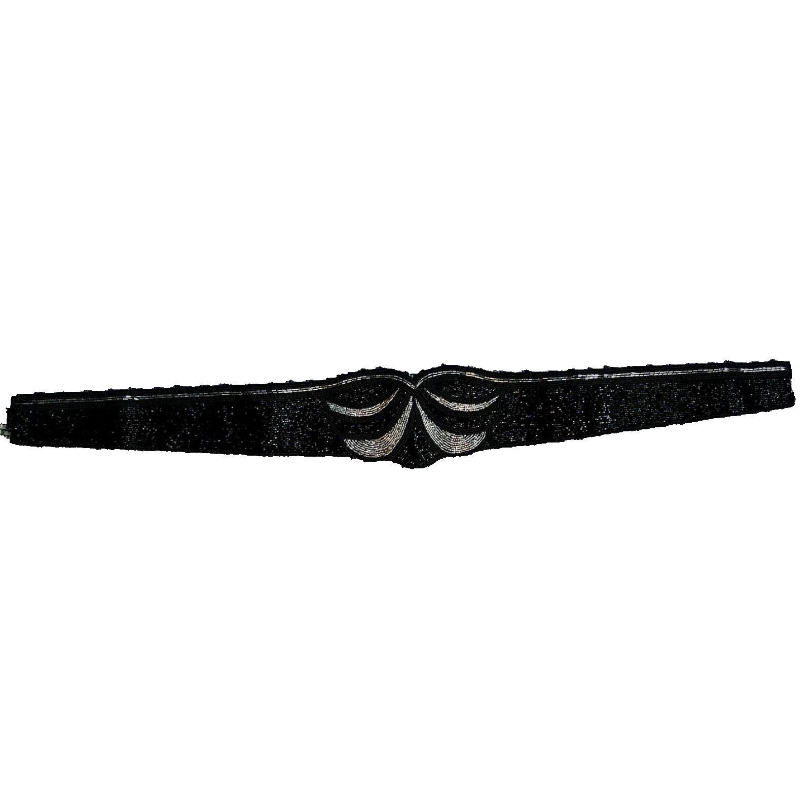 Vintage Nina Ricci Paris Black Beaded Wide Belt Vintage Nina Ricci Paris Womens Beaded Black Multicolor  main image 2