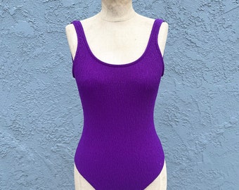 90's Swimsuit Purple textured One Piece Small Womens Bathing Suit