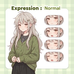 anime png avatar girl normal expression cozy outfit pngtuber character front view
