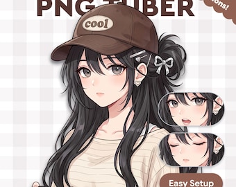 May include: An anime-style illustration of a person with long black hair wearing a brown baseball cap with the word "cool" on it. The person is holding a video game controller. The image includes the text "CITY GAMER" and "PNG TUBER".