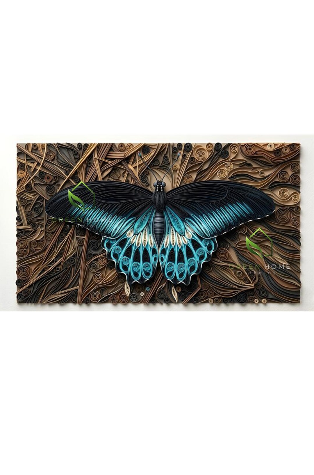 3D Paper Quilling Butterfly Wall Art | Layered Teal Black Nature Decor ...