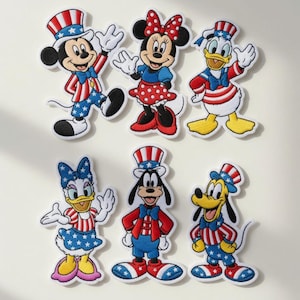 Mickey and Friends USA 250th Anniversary Embroidered Patch, Iron-On Bag Accessory