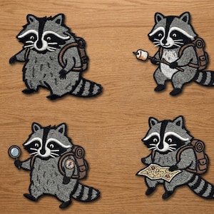 Gestickter Wanderpatch, Waschbär Aufnäher, Naturliebhaber Geschenk