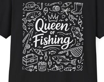 Camiseta Rainha da Pesca | Desenhos de Pesca, Camiseta para Pescadora