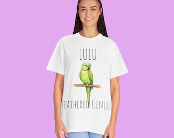 Camiseta personalizada com estampa de periquito-de-colar indiano | Camiseta personalizável com estampa de periquito