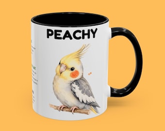 Caneca personalizada com ilustração de calopsita | Caneca de cerâmica para café com nome personalizável, decoração para casa e cozinha, 325ml