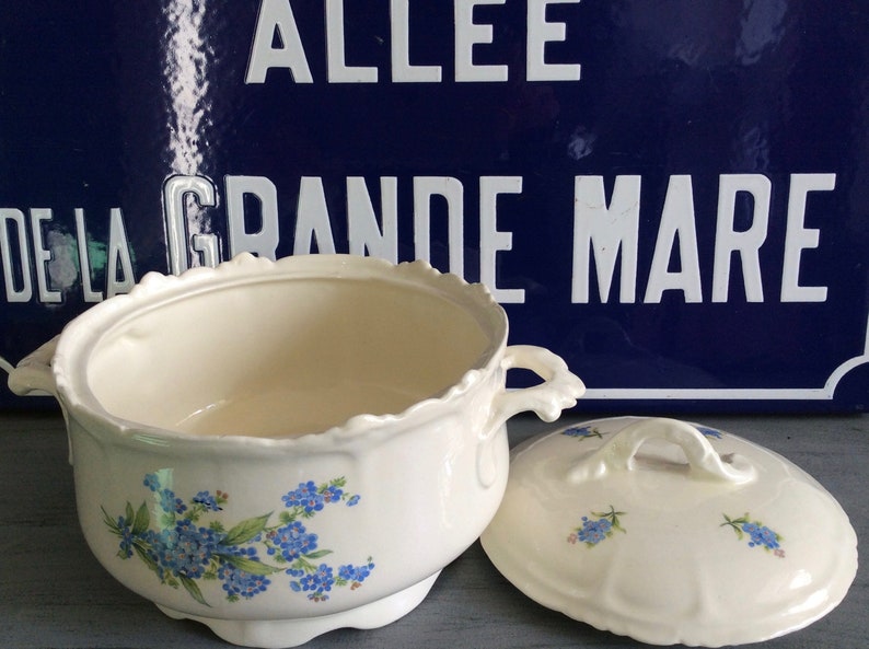 Blue & White Me Not Floral Tureen French Country Etsy