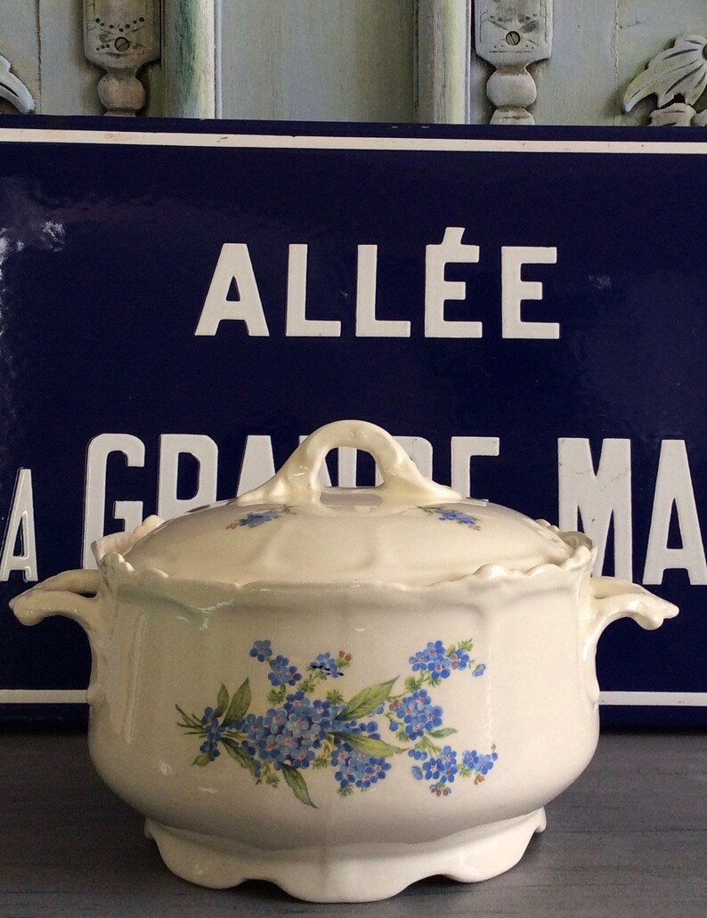 Blue & White Me Not Floral Tureen French Country Etsy