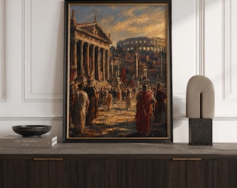 Roman Forum Colosseum Wall Art, Ancient Rome Classical Painting (Digital Download)