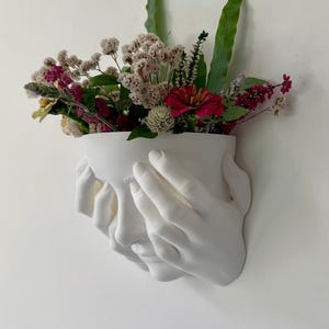Hand Face Wall Vase, Sculptural Hanging Planter, Modern Abstract Home Decor