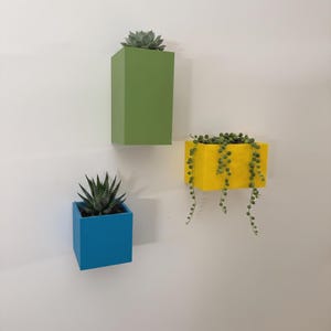 Geometriska väggvaser, set om 3, minimalistisk kubhängande kruka, modern färgblock