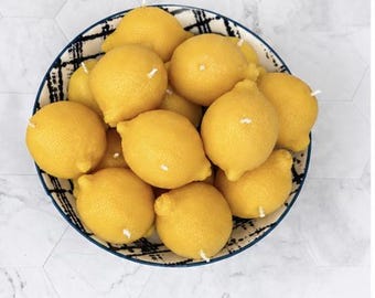 Amalfi Zitrone Kerzen-Trio | Handgefertigte Zitrus Stumpenkerzen | Italienischer Sommer Dekor | Realistische Zitronen Kerzen | Küche Dekor Geschenk