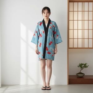 yukata short dress HUAHUA Womens Sexy Short Kimono Dress Floral Print Japanese Traditional Geisha Yukata Robe Bathrobe Skirt Belt Outfit (D01-Black, One Size) at Amazon Women's Clothing store
