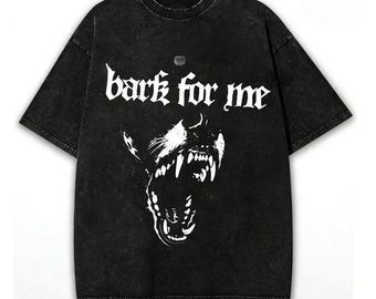 Gothic Dog Graphic Shirt: Vintage Washed Black Grunge Punk Streetwear Tee