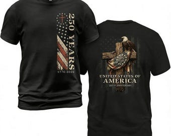 Patriotic USA 250th Anniversary Eagle Cross Shirt, Veteran Pride Graphic Tee
