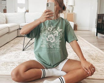 Floral Graphic Tee, Lamentations Bible Verse Shirt, Religious Apparel