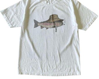 Funny Trout Fishing Graphic T-Shirt, Vintage Angler Tee, Lake Life Apparel