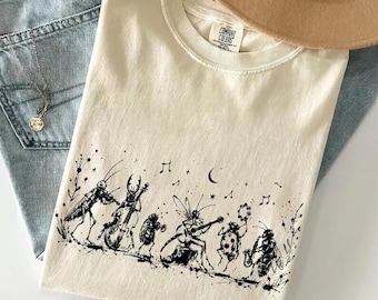 Vintage Insect Band Graphic Tee, Whimsical Folk Music Shirt