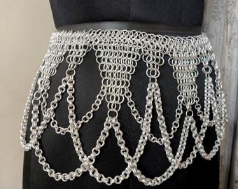 HAANX Handmade Aluminum Waist Belt for Women | Silver Belly Dance Festival Wear