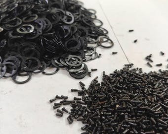 Black Chainmail Rings & Rivets | 9mm 18G Flat DIY Supplies