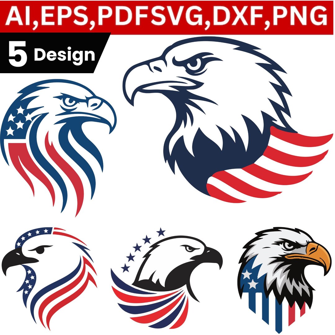 Patriotic Eagle SVG Bundle, Bald Eagle American Flag PNG, 4th of July ...