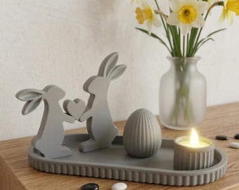 Stilvolle Osterdeko im Skandi Look: Hasen Pärchen Set | Minimalistische Frühlings- und Osterdeko