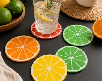 Frucht Untersetzer 3D Druck – Zitrus Glasuntersetzer | Moderne Sommerdeko | Küchen Deko | Sommerliche Tischdeko