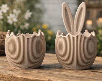 Oster Deko: 3D gedruckte Eierschalen Vase | Schale für Schokoeier & Süßigkeiten | Modernes Ostergeschenk