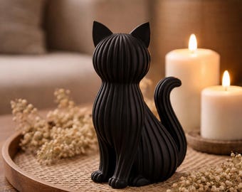 Japandi Katzen Deko 3D Druck | Minimalistische Katzenfigur | Moderne Skandi Deko | Boho Nordic Home Decor