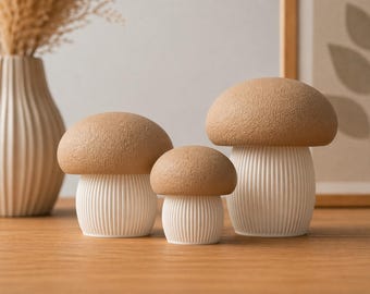 Japandi Pilz Deko 3D Druck – Minimalistische Skandi Deko / Modernes Wohnaccessoire / Boho Nordic Home Decor